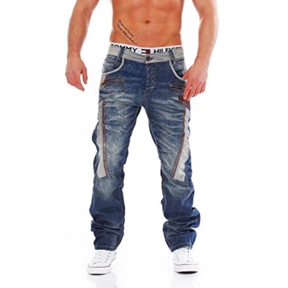 Cipo & Baxx Herren Jeans Hose Besonders Verschiedene Farben Bestickung Übergroß